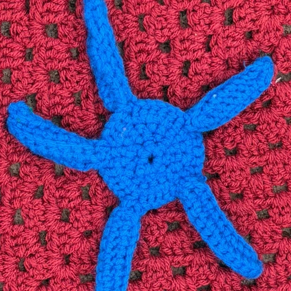 Vintage Handmade Crochet Sea Turtle Chair Back Cover Coastal Grandma Cottage
